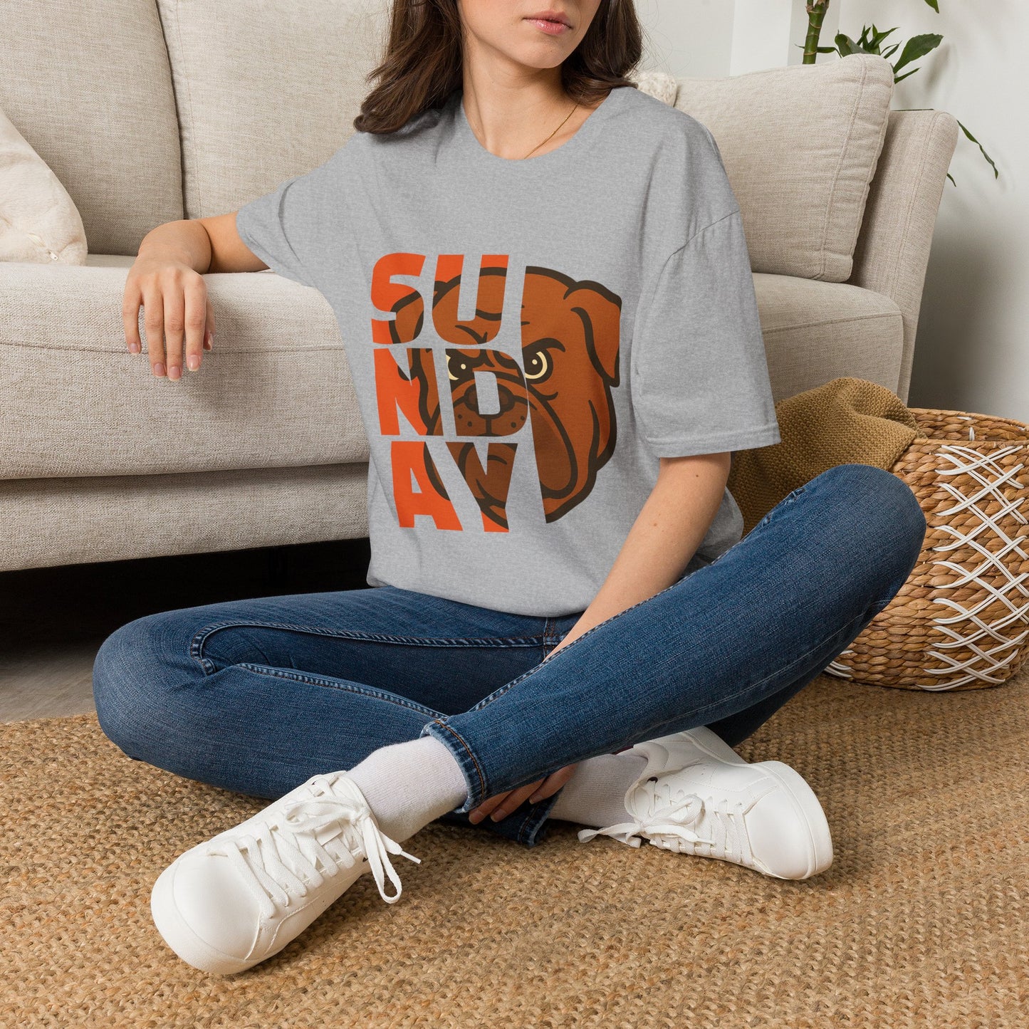 Sunday Bulldog T-Shirt — Retro Block Letter Dog Graphic Tee