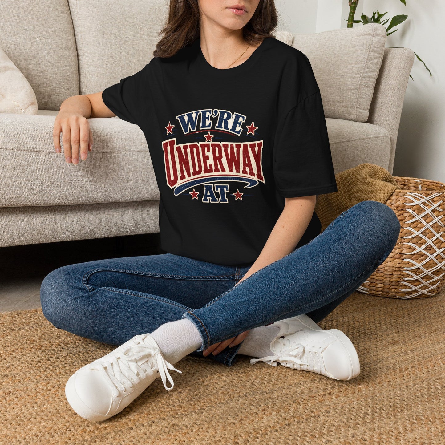 We’re Underway At T-Shirt — Nautical/Patriotic Sailing Crew Tee