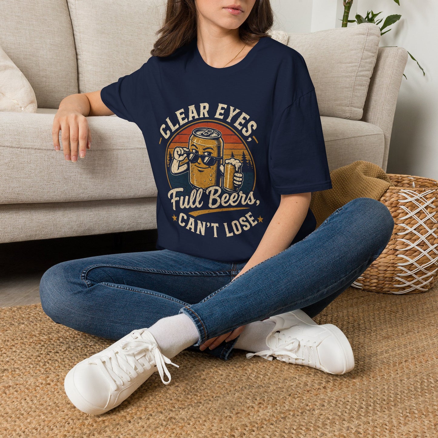 "Clear Eyes, Full Beers" Retro Beer Graphic Tee