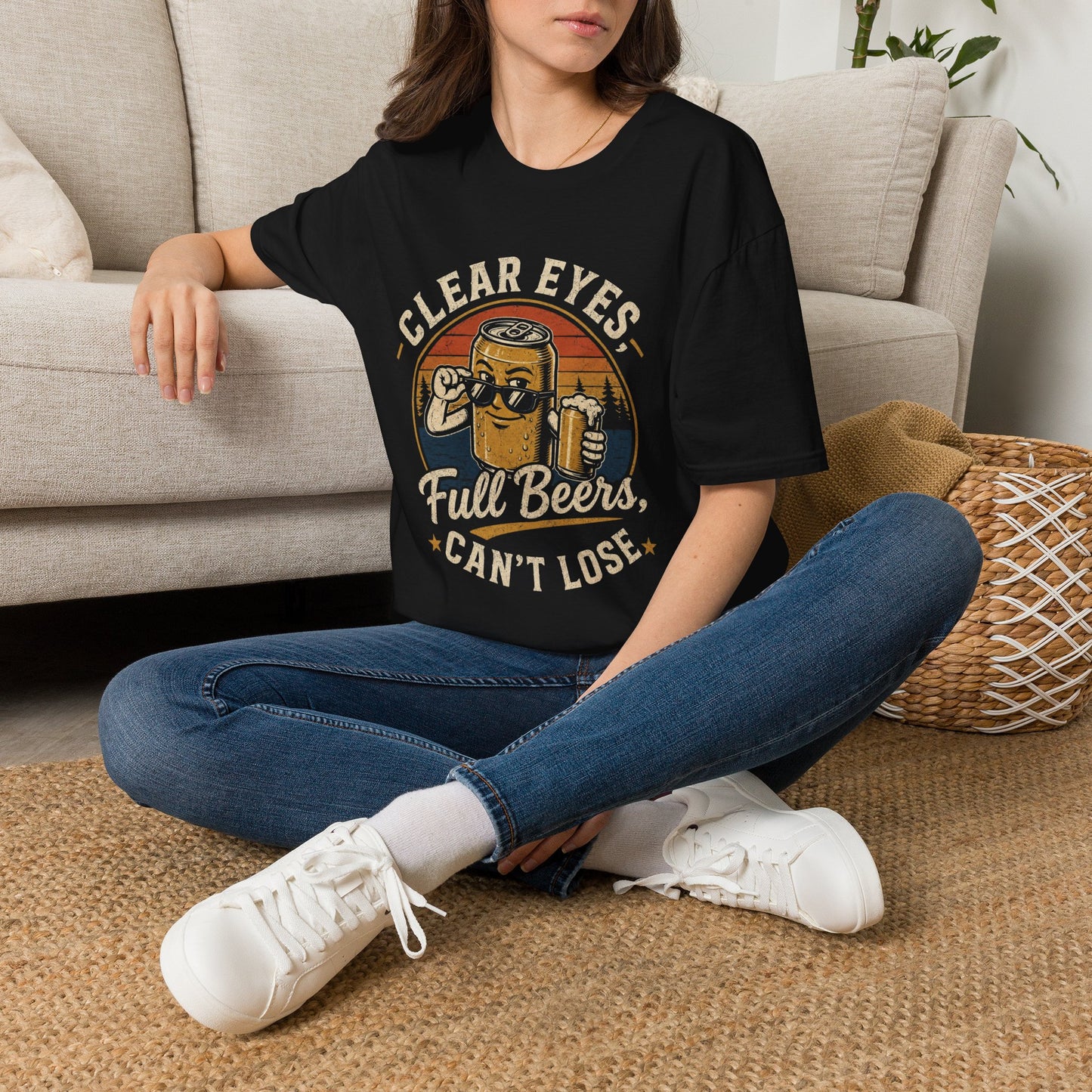 "Clear Eyes, Full Beers" Retro Beer Graphic Tee