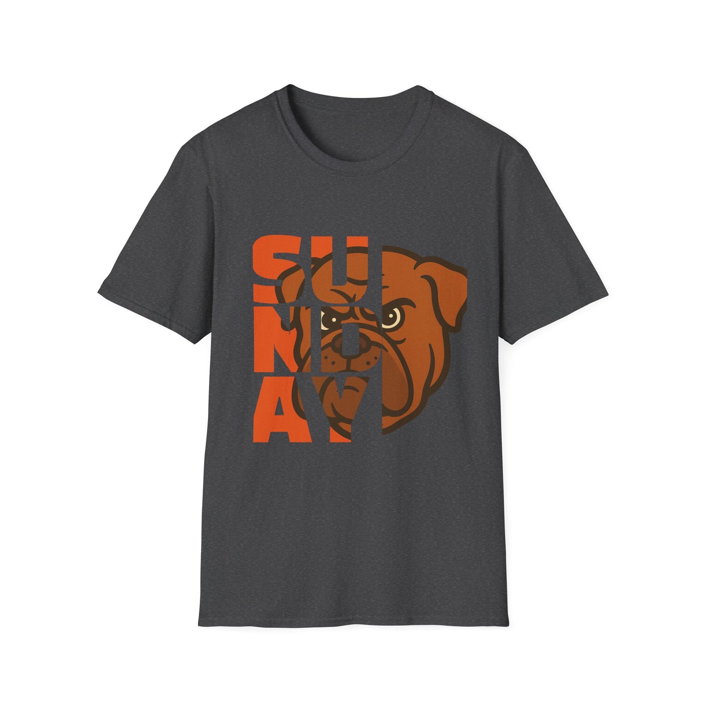 Sunday Bulldog T-Shirt — Retro Block Letter Dog Graphic Tee