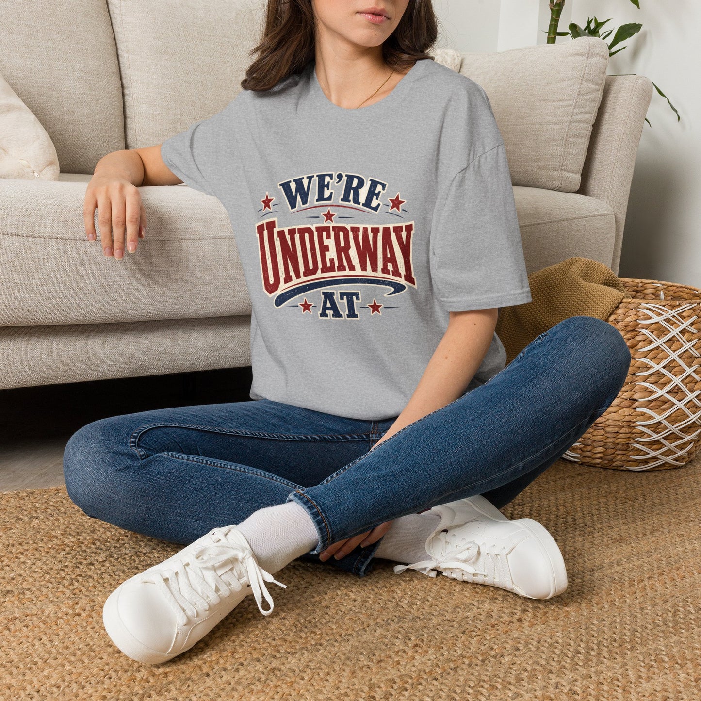 We’re Underway At T-Shirt — Nautical/Patriotic Sailing Crew Tee