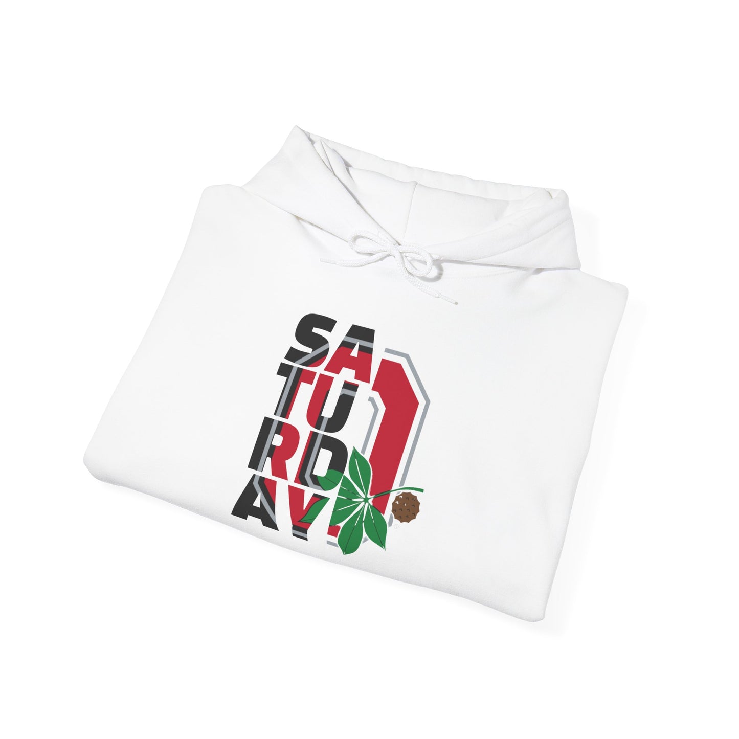 Saturday Vibes Hoodie – Retro Block Lettering with Floral Accent
