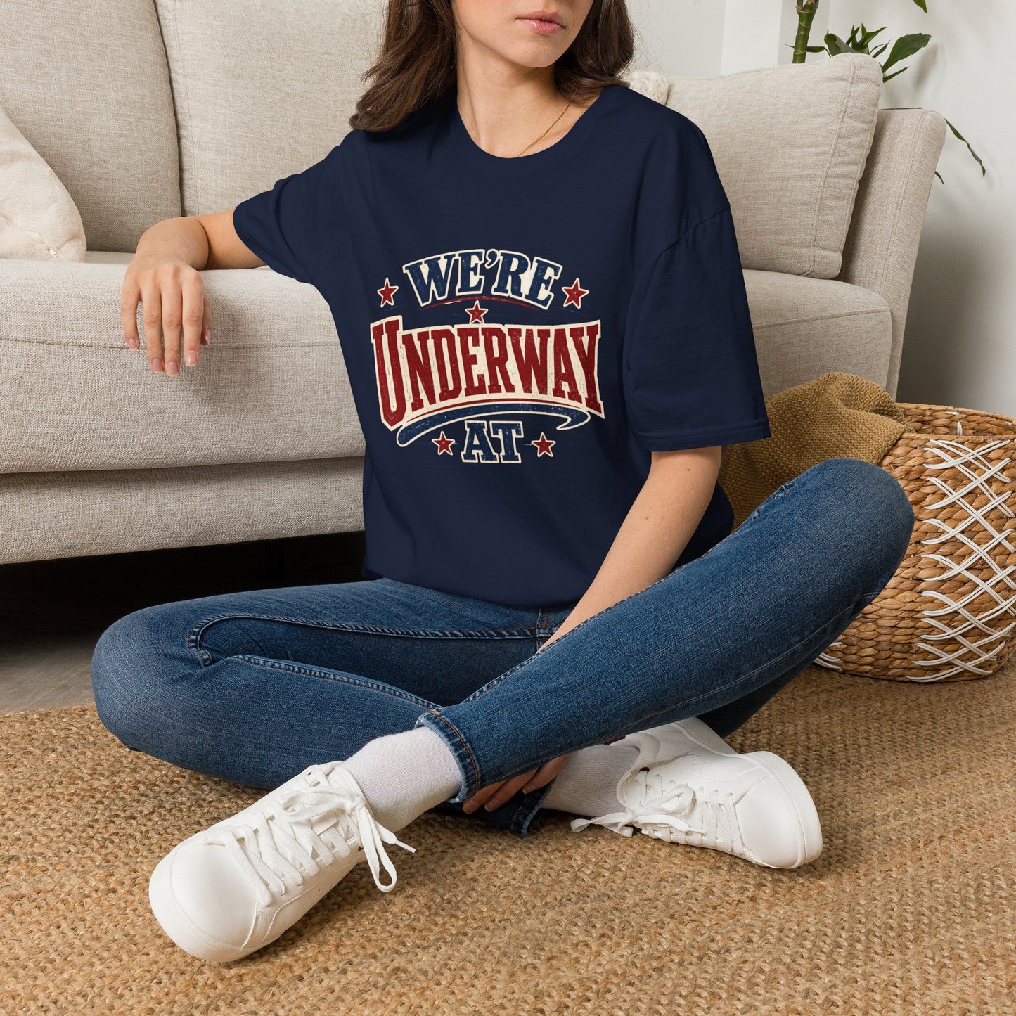 We’re Underway At T-Shirt — Nautical/Patriotic Sailing Crew Tee