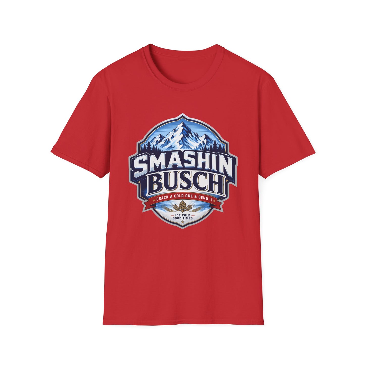 "Smashin Busch" Mountain Logo Beer Parody Graphic Tee