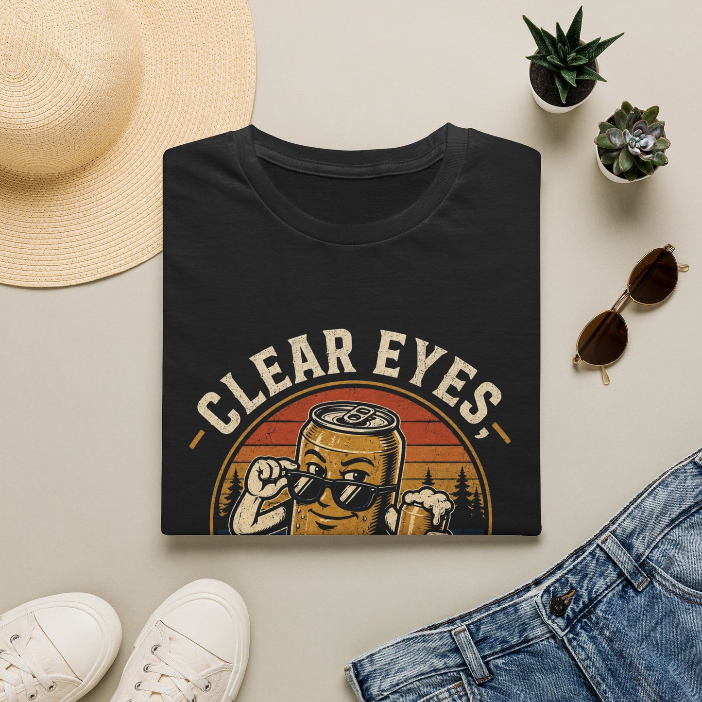 "Clear Eyes, Full Beers" Retro Beer Graphic Tee