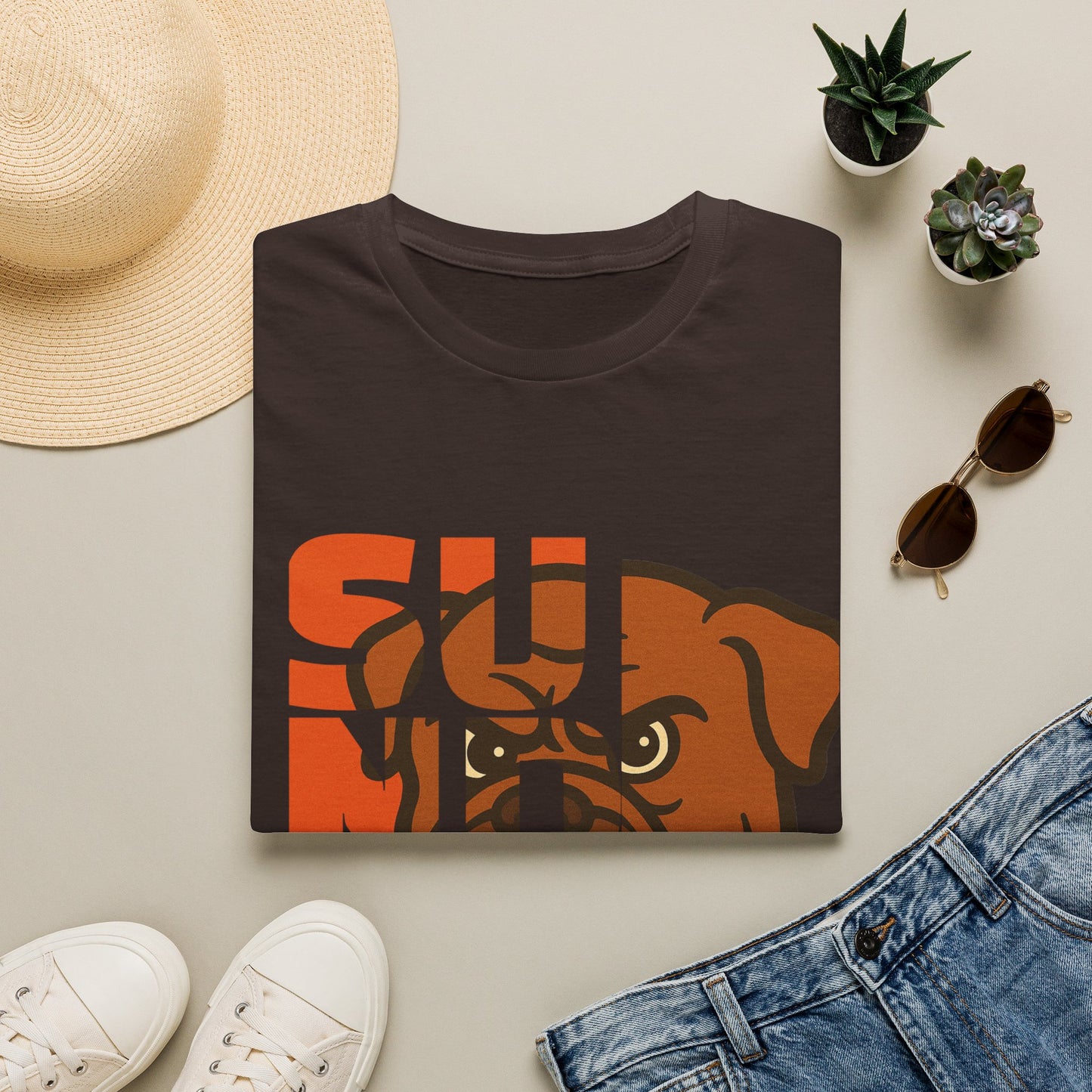 Sunday Bulldog T-Shirt — Retro Block Letter Dog Graphic Tee