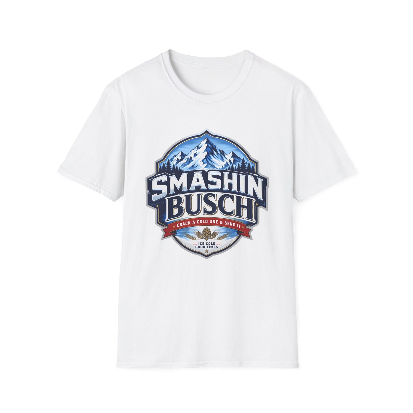 "Smashin Busch" Mountain Logo Beer Parody Graphic Tee