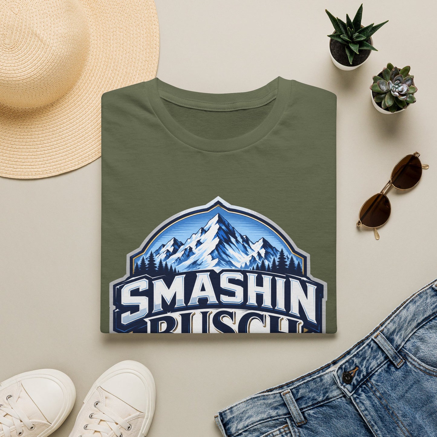 "Smashin Busch" Mountain Logo Beer Parody Graphic Tee