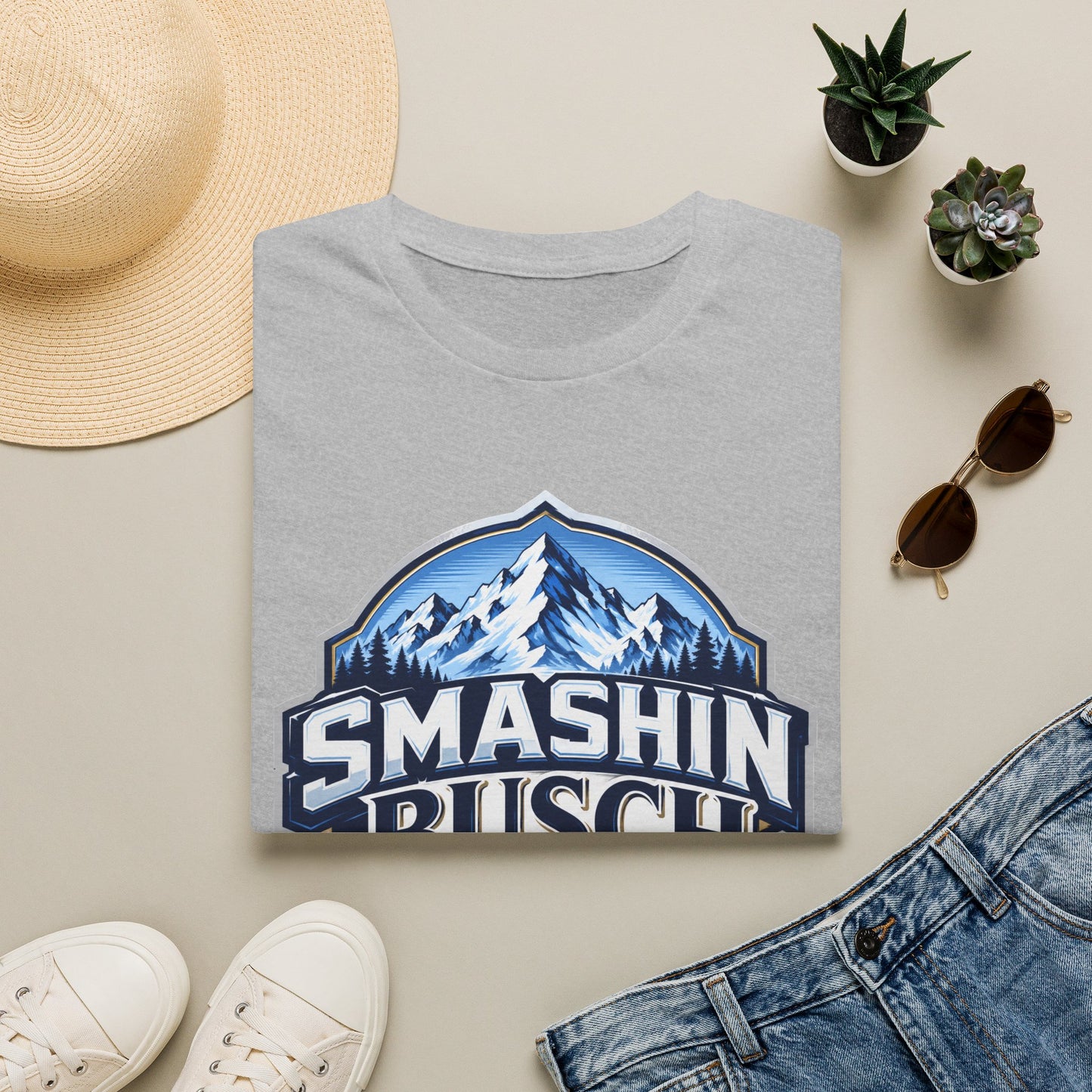 "Smashin Busch" Mountain Logo Beer Parody Graphic Tee