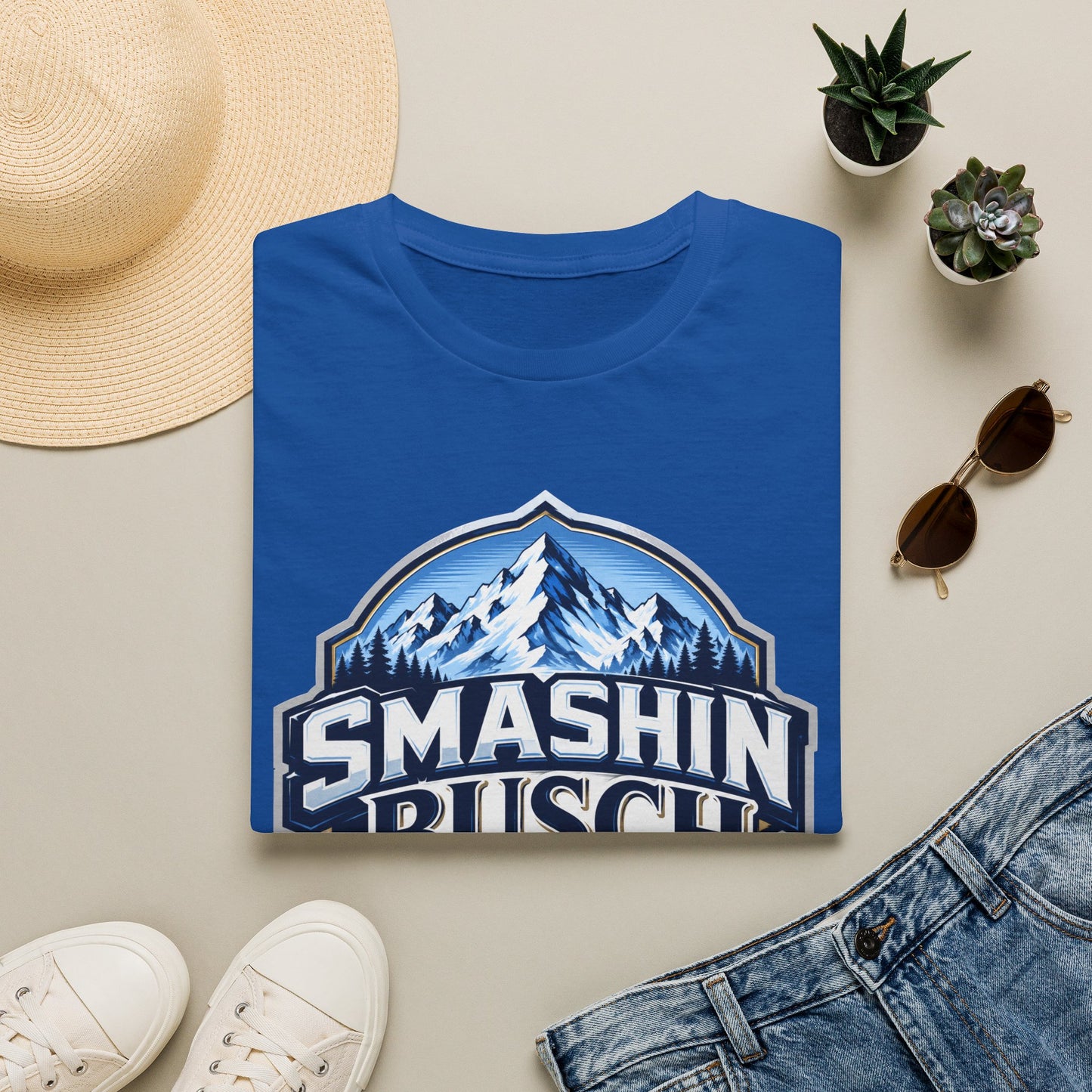 "Smashin Busch" Mountain Logo Beer Parody Graphic Tee