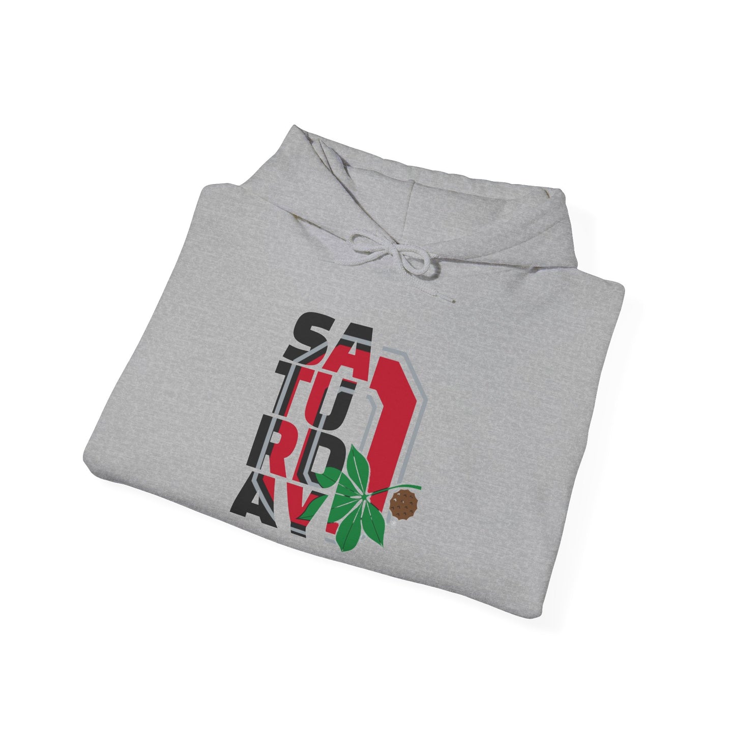 Saturday Vibes Hoodie – Retro Block Lettering with Floral Accent