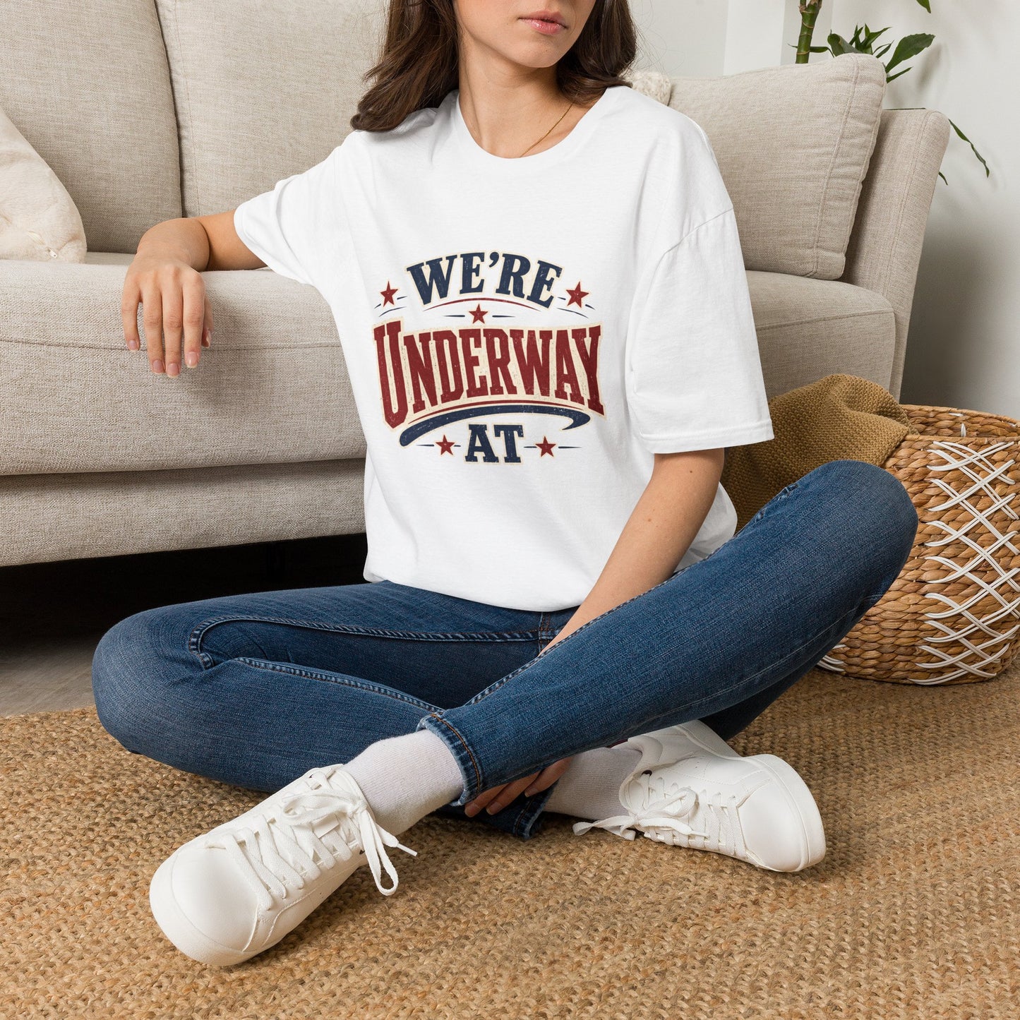We’re Underway At T-Shirt — Nautical/Patriotic Sailing Crew Tee