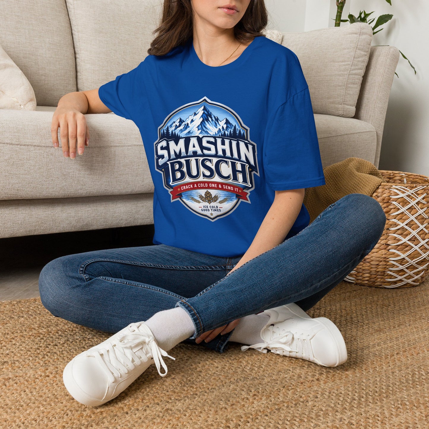 "Smashin Busch" Mountain Logo Beer Parody Graphic Tee