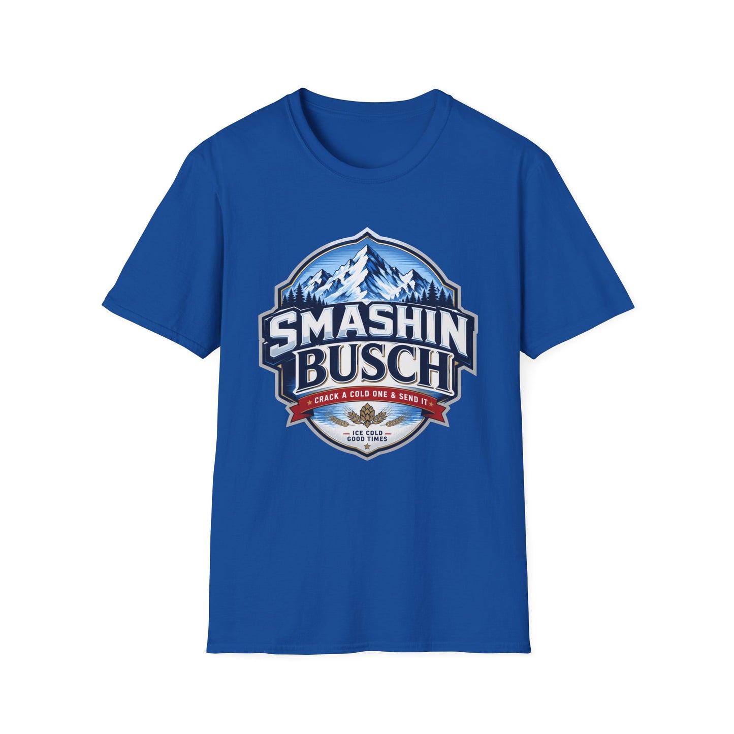 "Smashin Busch" Mountain Logo Beer Parody Graphic Tee