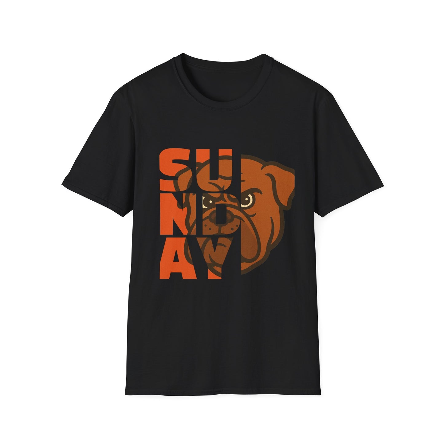 Sunday Bulldog T-Shirt — Retro Block Letter Dog Graphic Tee